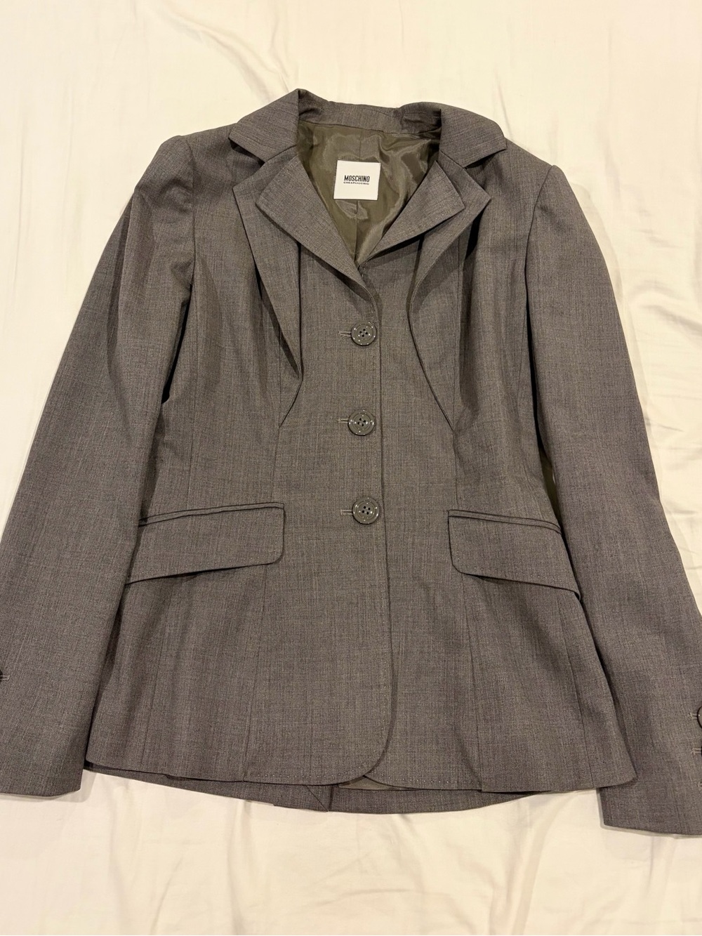 Moschino Cheap and Chic Women's Gray Tailored Double Lapel Blazer